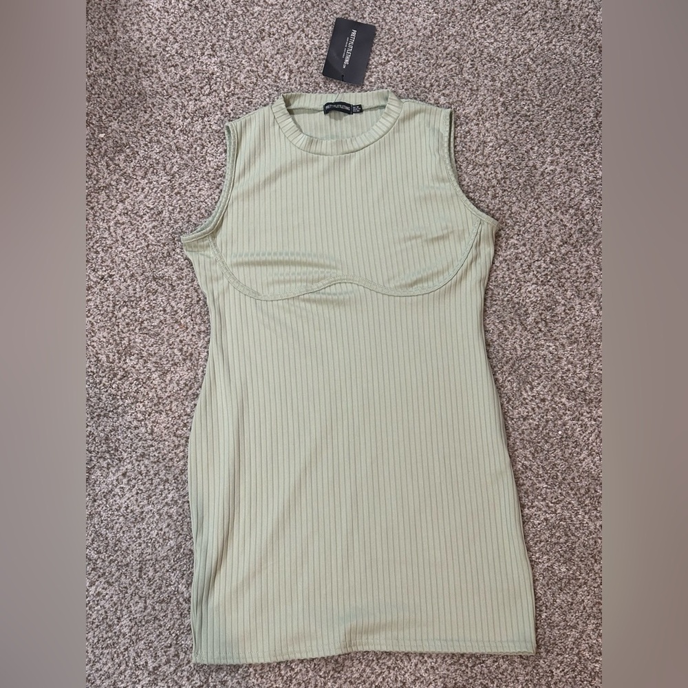 PrettyLittleThing Sage Ribbed Top